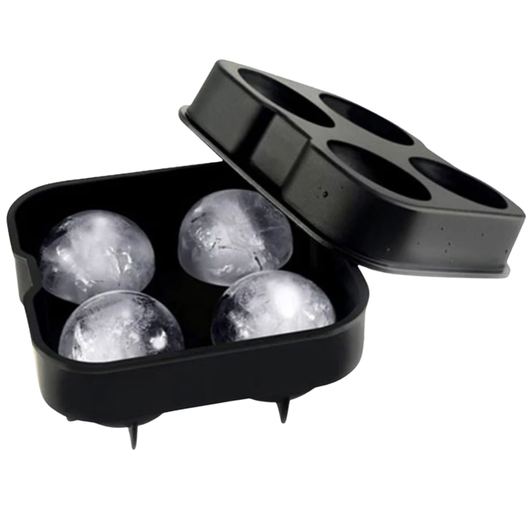 Black Spherical Silicone Ice Cube 4 Pack Maker